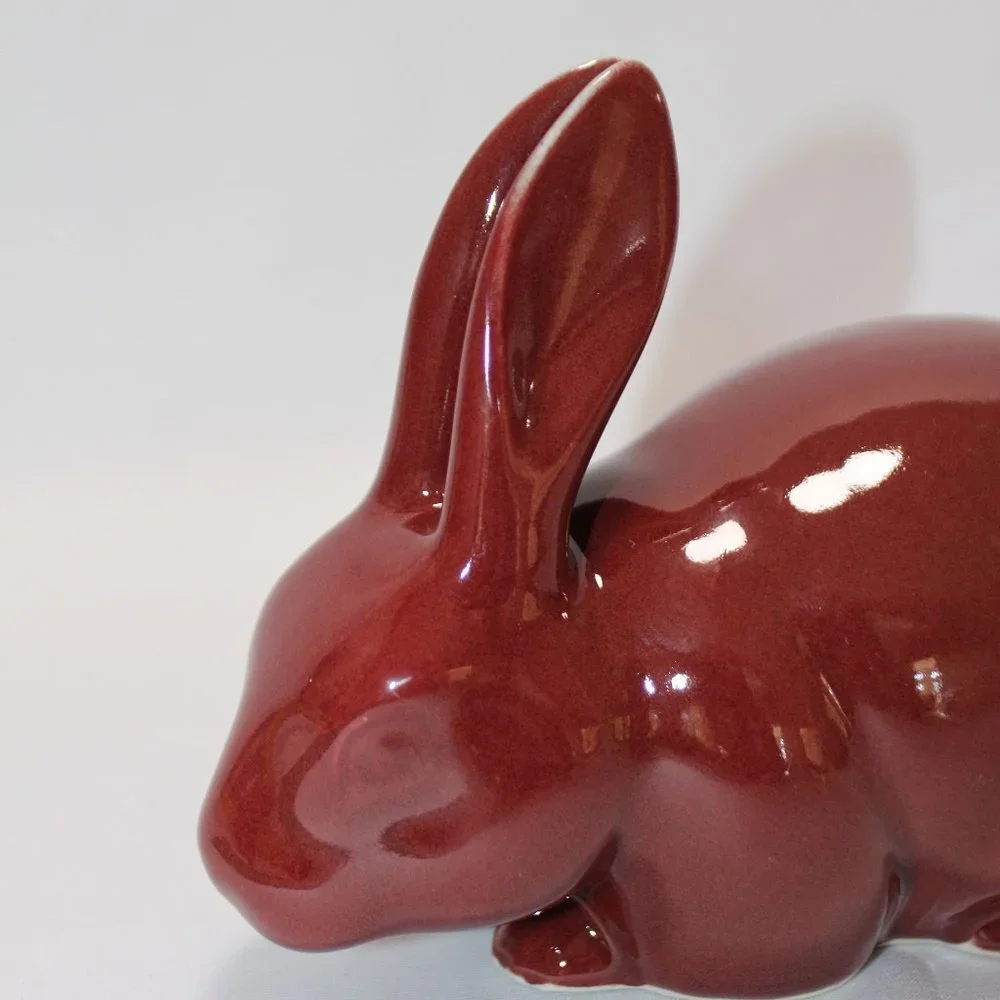 Burgundy Ceramic Decorative Bunny